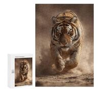 300 PCS Jigsaws for Adults Tiger Running Dust Trail Adult Jigsaw Puzzles Stress Reliever Difficult And Challenge Family Fun & Game Night 300 PCS