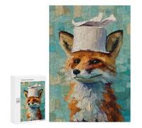 300 PCS Jigsaws for Teenagers Fox in Sailor Hat Art Print Adult Jigsaw Puzzles Staycation Kill Time Train Your Brain And Hands Birthday Present,Travel Gifts, 300 PCS