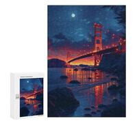 300 PCS Jigsaws for Teenagers Golden Gate Bridge Night Lights Jigsaw for Teenagers Enhance Memory Challenging To Complete Learning Educational Toys 300 PCS