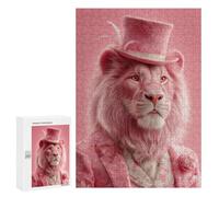 300 PCS Jigsaws for Teenagers Pink Lion Top Hat Suit Puzzle For Teenagers Analysis And Logic Difficult And Challenge for Is Ideal As A Gift 300 PCS