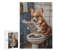 300 PCS Jigsaws for Teenagers Puzzle Corgi Reading Newspaper on Toilet Puzzles for Teenagers Difficult Challenge Every Piece Is Unique - Learning Educational Toys 300 PCS