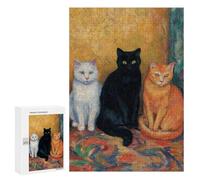 300 PCS Jigsaws for Teenagers Puzzle Three Cats Painting Puzzles for Teenagers Difficult Challenge Every Piece Is Unique - Learning Educational Toys 300 PCS
