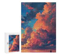 300 PCS Jigsaws for Teenagers Sky on Fire Dramatic Sunset Clouds Puzzle For Teenagers Analysis And Logic Difficult And Challenge for Is Ideal As A Gift 300 PCS