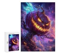 300 PCS Jigsaws for Teenagers Spooky Pumpkin in Stormy Sky Puzzle For Teenagers Analysis And Logic Difficult And Challenge for Is Ideal As A Gift 300 PCS