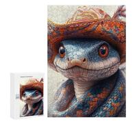 300 PCS Jigsaws for Teenagers Western Snake Hat Art Adult Jigsaw Puzzles Staycation Kill Time Train Your Brain And Hands Birthday Present,Travel Gifts, 300 PCS