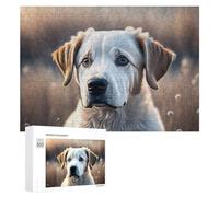 300 PCS Jigsaws for Teenagerss Adorable Yellow Labrador Puppy Jigsaw Puzzle Relaxing Games Difficult Challenge Challenging To Complete 300 PCS