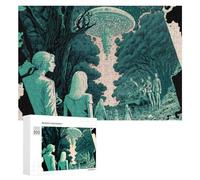 300 PCS Jigsaws for Teenagerss Alien Encounter in The Forest Jigsaw Puzzle Relaxing Games Difficult Challenge Challenging To Complete 300 PCS