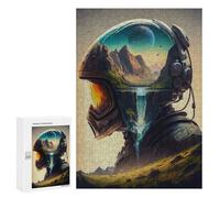 300 PCS Jigsaws for Teenagerss Astronaut's Helmet Landscape Puzzle for Adults Anti-Stress Toys Difficult Hard Birthday Present, Gifts, 300 PCS