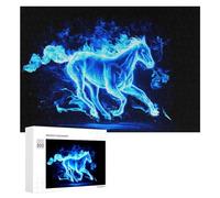 300 PCS Jigsaws for Teenagerss Blue Fire Horse Artwork Puzzle for Adults Relaxing Games Enhance Memory Gifts for Friends And Family 300 PCS