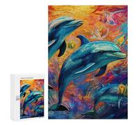 300 PCS Jigsaws for Teenagerss Colorful Dolphins Underwater-4 Adult Jigsaw Puzzle Toy Wall Decor Precision Cutting Great Gift for Gaming 300 PCS
