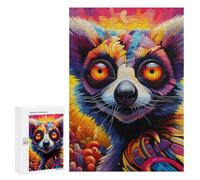 300 PCS Jigsaws for Teenagerss Colorful Lemur Portrait-1 Jigsaw Puzzle Relaxing Games Difficult Challenge Challenging To Complete 300 PCS