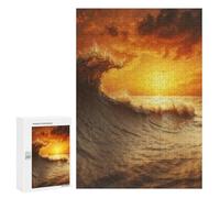 300 PCS Jigsaws for Teenagerss Crashing Wave at Sunset Puzzle for Adults Toy Wall Decor A Work of Art Birthday Present, Gifts, 300 PCS