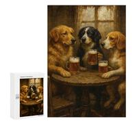 300 PCS Jigsaws for Teenagerss Dogs Drinking Beer at A Pub Puzzle for Adults Anti-Stress Toys Difficult Hard Birthday Present, Gifts, 300 PCS