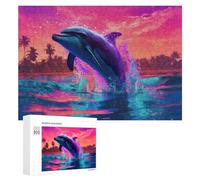 300 PCS Jigsaws for Teenagerss Dolphin Splash Paradise Jigsaw Puzzle Relaxing Games Difficult Challenge Challenging To Complete 300 PCS