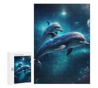 300 PCS Jigsaws for Teenagerss Dolphins in Cosmic Waters Puzzle for Adults Toy Wall Decor A Work of Art Birthday Present, Gifts, 300 PCS