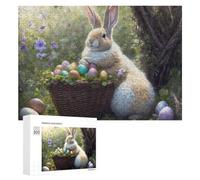 300 PCS Jigsaws for Teenagerss Easter Bunny with Basket of Eggs-1 Adult Jigsaw Puzzle Toy Wall Decor Precision Cutting Great Gift for Gaming 300 PCS