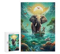 300 PCS Jigsaws for Teenagerss Elephant Journey on Water Adult Jigsaw Puzzle Toy Wall Decor Precision Cutting Great Gift for Gaming 300 PCS