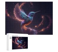 300 PCS Jigsaws for Teenagerss Enchanted Cosmic Hummingbird Jigsaw Puzzle Relaxing Games Difficult Challenge Challenging To Complete 300 PCS