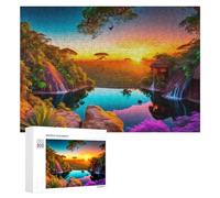 300 PCS Jigsaws for Teenagerss Enchanted Sunset in The Tropical Rainforest Puzzle for Adults Relaxing Games Enhance Memory Gifts for Friends And Family 300 PCS