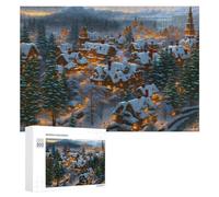 300 PCS Jigsaws for Teenagerss Enchanted Winter Village Scene Jigsaw Puzzle Relaxing Games Difficult Challenge Challenging To Complete 300 PCS
