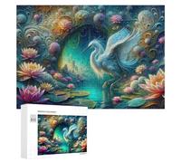 300 PCS Jigsaws for Teenagerss Fantasy Lotus Pond Scene Jigsaw Puzzle Relaxing Games Difficult Challenge Challenging To Complete 300 PCS