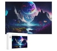300 PCS Jigsaws for Teenagerss Fantasy Planet Over Mountain Range Puzzle for Adults Relaxing Games Enhance Memory Gifts for Friends And Family 300 PCS