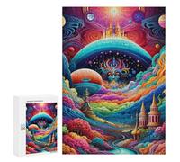 300 PCS Jigsaws for Teenagerss Fantasy World with Castle And Rainbow Clouds Jigsaw Puzzle Relaxing Games Difficult Challenge Challenging To Complete 300 PCS