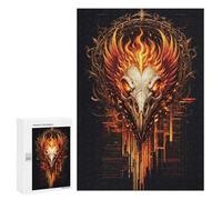 300 PCS Jigsaws for Teenagerss Flame Phoenix Skull Coding Jigsaw for Teenagerss Stress Reliever Every Piece Is Unique - Deal As Gifts for The Whole Family 300 PCS