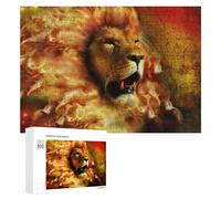 300 PCS Jigsaws for Teenagerss Flaming Lion Digital Artwork Puzzle for Adults Relaxing Games Enhance Memory Gifts for Friends And Family 300 PCS