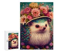 300 PCS Jigsaws for Teenagerss Floral Hedgehog Portrait-1 Puzzle for Adults Relaxing Games Enhance Memory Gifts for Friends And Family 300 PCS