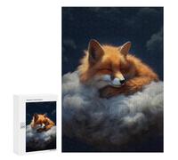 300 PCS Jigsaws for Teenagerss Fox Dreams on Cloud Jigsaw Puzzle Relaxing Games Difficult Challenge Challenging To Complete 300 PCS