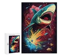 300 PCS Jigsaws for Teenagerss Galactic Shark Splash Adult Jigsaw Puzzle Toy Wall Decor Precision Cutting Great Gift for Gaming 300 PCS