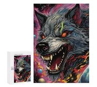 300 PCS Jigsaws for Teenagerss Galactic Wolf Roar Jigsaw Puzzle Relaxing Games Difficult Challenge Challenging To Complete 300 PCS