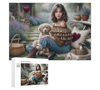 300 PCS Jigsaws for Teenagerss Garden Picnic with Puppy Jigsaw Puzzle Relaxing Games Difficult Challenge Challenging To Complete 300 PCS