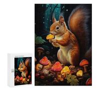 300 PCS Jigsaws for Teenagerss Glowing Forest Squirrel Jigsaw Puzzle Relaxing Games Difficult Challenge Challenging To Complete 300 PCS