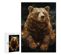 300 PCS Jigsaws for Teenagerss Golden Bear in Space Jigsaw Puzzle Relaxing Games Difficult Challenge Challenging To Complete 300 PCS