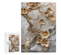 300 PCS Jigsaws for Teenagerss Golden Vein Sakura Branch Jigsaw for Teenagerss Stress Reliever Every Piece Is Unique - Deal As Gifts for The Whole Family 300 PCS