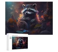 300 PCS Jigsaws for Teenagerss Magical Forest Raccoon Jigsaw Puzzle Relaxing Games Difficult Challenge Challenging To Complete 300 PCS