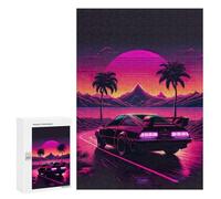 300 PCS Jigsaws for Teenagerss Neon Retro Car Drive Jigsaw Puzzle Relaxing Games Difficult Challenge Challenging To Complete 300 PCS