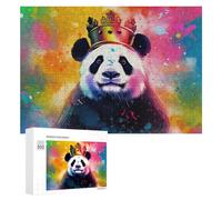 300 PCS Jigsaws for Teenagerss Panda with Rainbow Crown Jigsaw Puzzle Relaxing Games Difficult Challenge Challenging To Complete 300 PCS