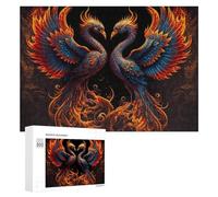 300 PCS Jigsaws for Teenagerss Phoenixes in Flames A Mythical Dance of Fire And Light Jigsaw Puzzle Relaxing Games Difficult Challenge Challenging To Complete 300 PCS
