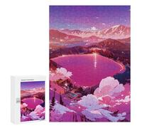 300 PCS Jigsaws for Teenagerss Pink Lake Sunset Adult Jigsaw Puzzle Toy Wall Decor Precision Cutting Great Gift for Gaming 300 PCS