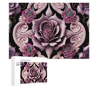 300 PCS Jigsaws for Teenagerss Purple Rose Pattern Art Print Jigsaw Puzzle Relaxing Games Difficult Challenge Challenging To Complete 300 PCS