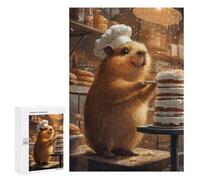 300 PCS Jigsaws for Teenagerss Puzzle Animal Capybara Chef Decorating Cake Cat Adult Jigsaw Puzzle Relaxing Games Pattern Assembly Parent-child Interaction 300 PCS