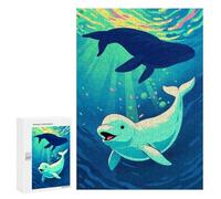 300 PCS Jigsaws for Teenagerss Puzzle Beluga & Whale, An Ocean Light Dance Teenagers Puzzles Toy Wall Decor Perfect Decoration Unique Gifts for Birthday And Christmas 300 PCS