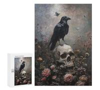 300 PCS Jigsaws for Teenagerss Puzzle Black Crow On Skull Jigsaws for Adults Hands-on Game Pattern Assembly Unique Gifts for Birthday And Christmas 300 PCS