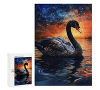 300 PCS Jigsaws for Teenagerss Puzzle Black Swan on Cosmic Lake Puzzle for Adults Hands-on Game Difficult Hard Parent-child Interaction 300 PCS