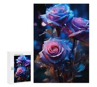 300 PCS Jigsaws for Teenagerss Puzzle Blue And Purple Rose Jigsaws for Adults Hands-on Game Pattern Assembly Unique Gifts for Birthday And Christmas 300 PCS