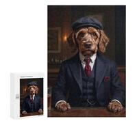 300 PCS Jigsaws for Teenagerss Puzzle Brown Cockapoo Dog in Suit at The Pub Adult Jigsaw Puzzle Relaxing Games Pattern Assembly Parent-child Interaction 300 PCS