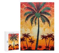 300 PCS Jigsaws for Teenagerss Puzzle Coconut Sunset Oasis Jigsaws for Adults Relax Games Improve Memory Unique Gifts for Birthday And Christmas 300 PCS
